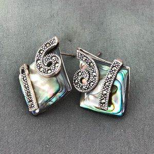 Anne Klein. Iridescent earrings w/ silver pendants